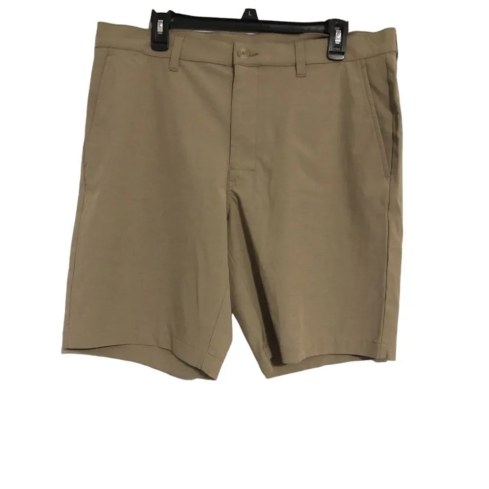 PGA Tour Golf Shorts Mens Tan Flat Front‎ Performance size 38 See Description